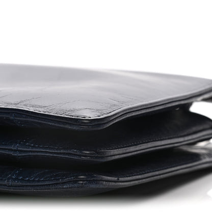 Celine Shiny Paperweight Calfskin Medium Clasp Shoulder Bag Navy Blue 9 of 14