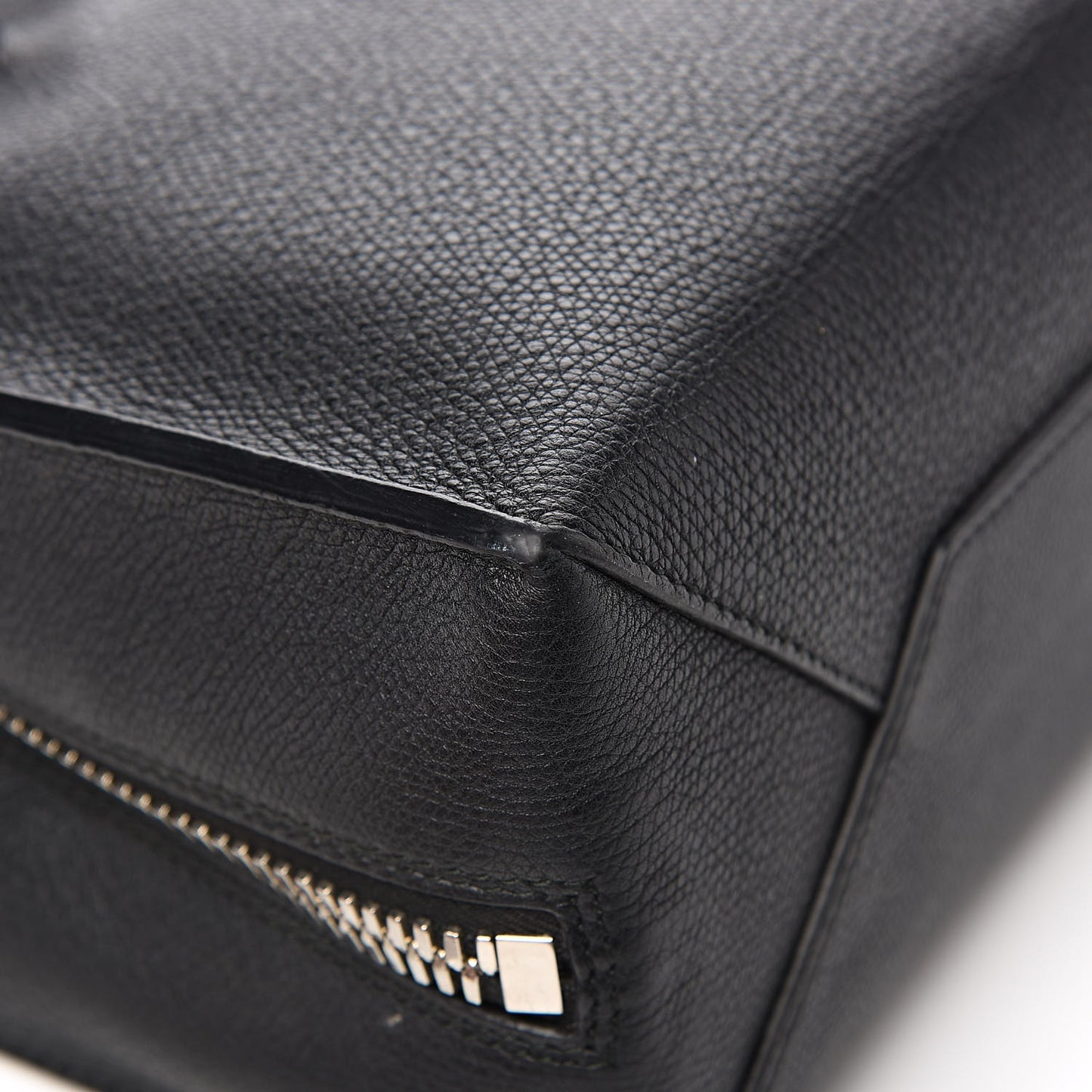 Grained Calfskin Plate Hardware Papier A6 Zip Around Tote Black