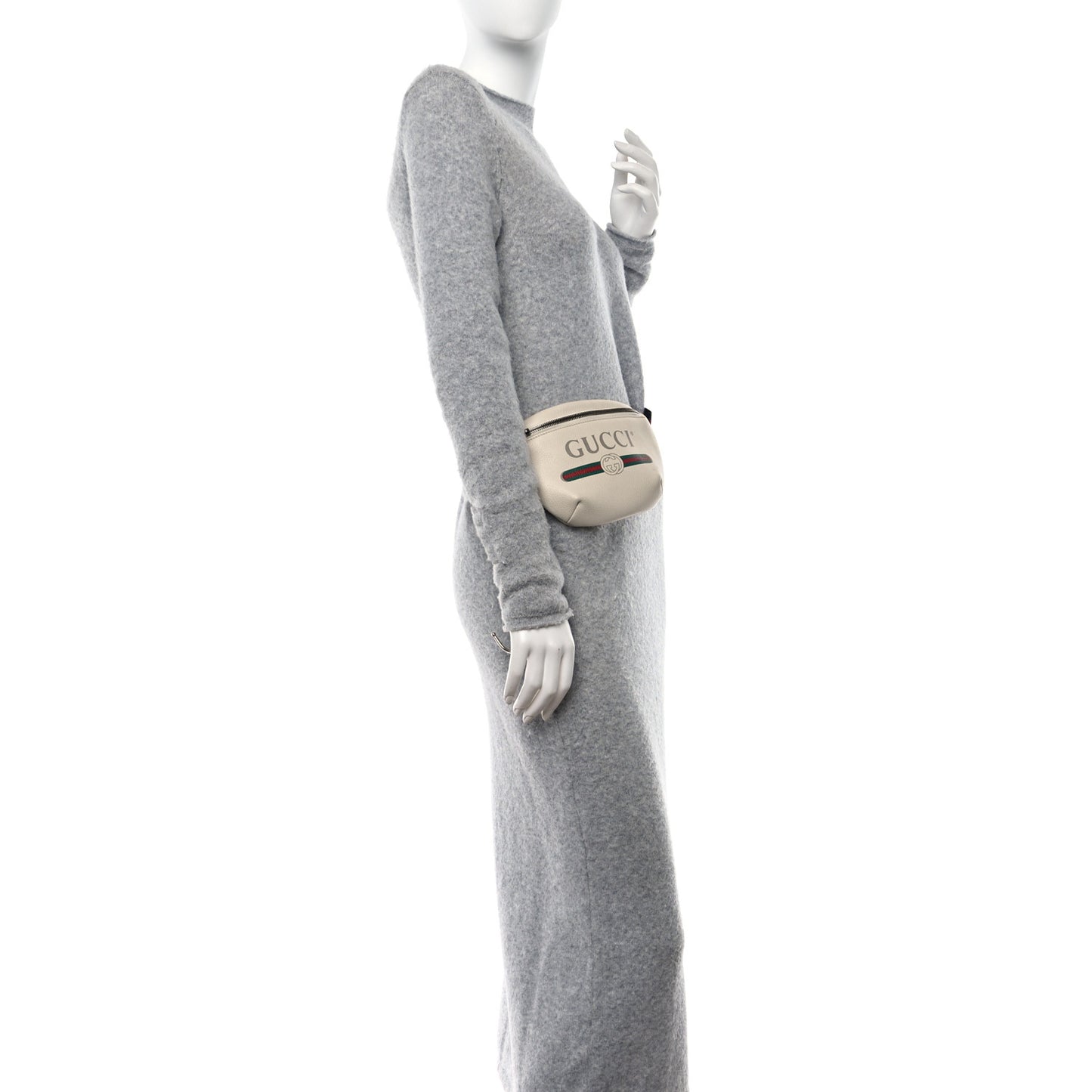 Grained Calfskin Small Logo Belt Bag White