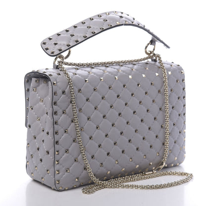 Valentino Garavani Nappa Large Rockstud Spike Shoulder Bag Pastel Grey 3 of 9