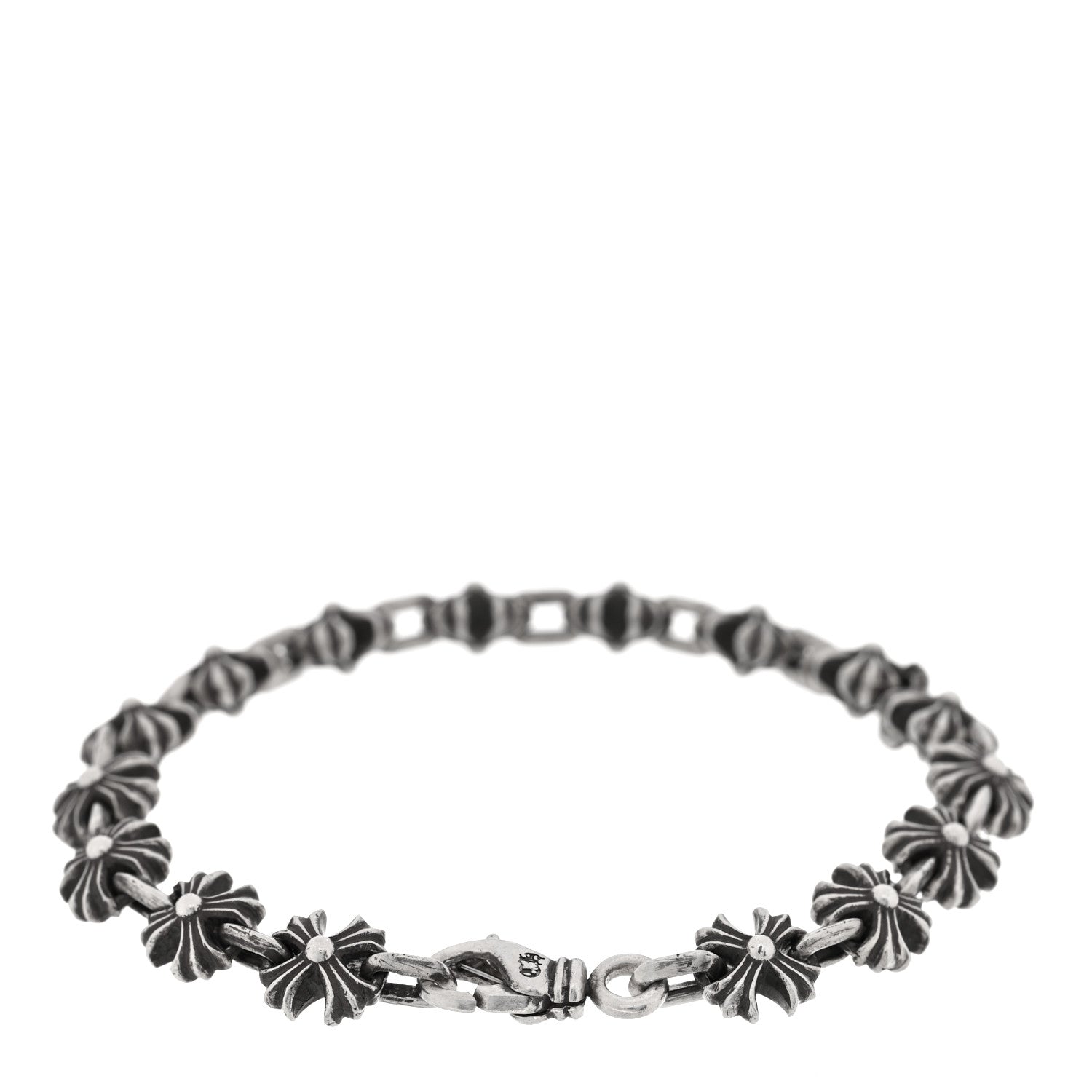 Chrome Hearts Sterling Silver Maltese Cross Link Bracelet 1704522