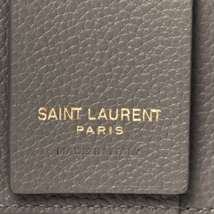 Saint Laurent Grained Calfskin Monogram Key Case Grey 6 of 9