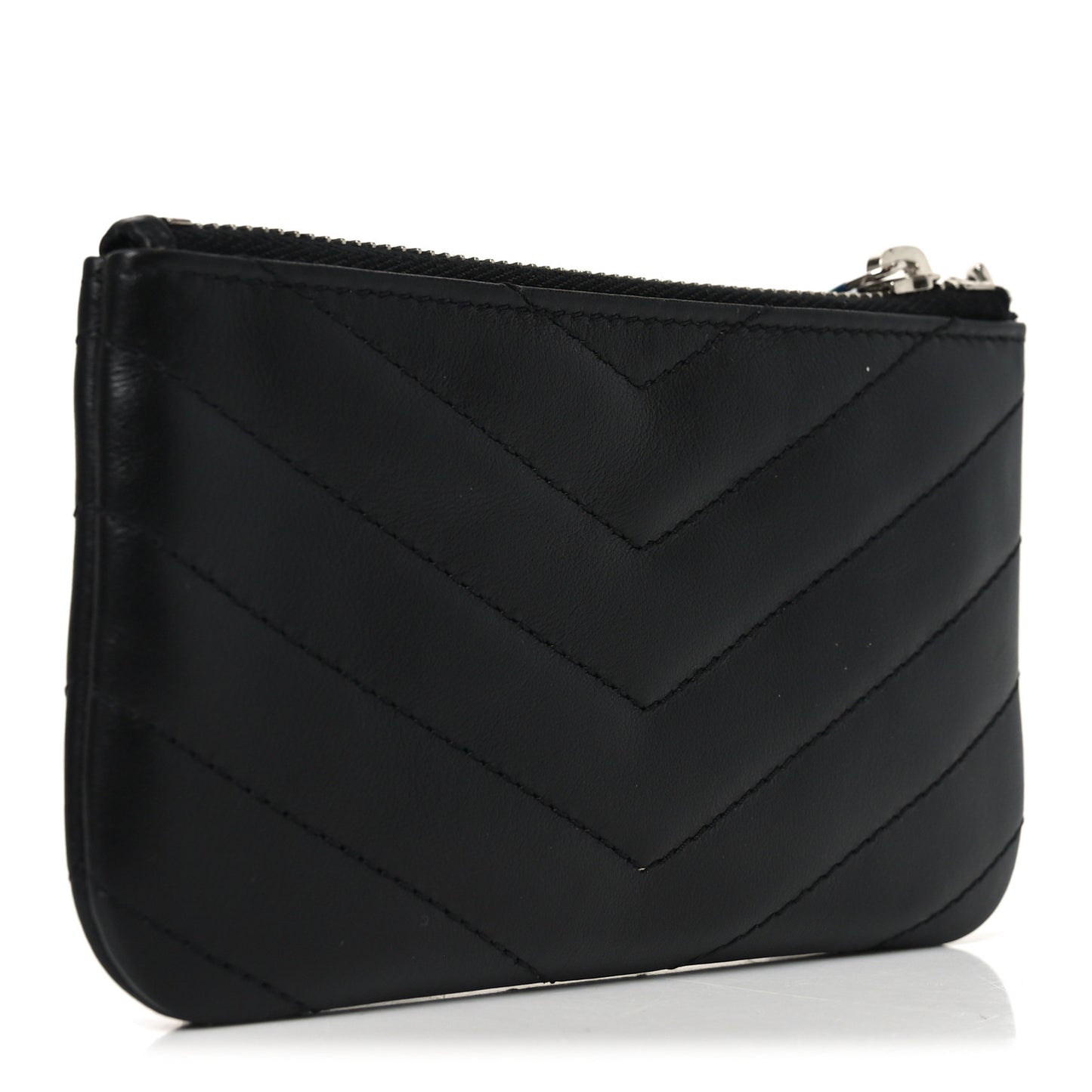 Calfskin Matelasse Monogram Key Pouch Black