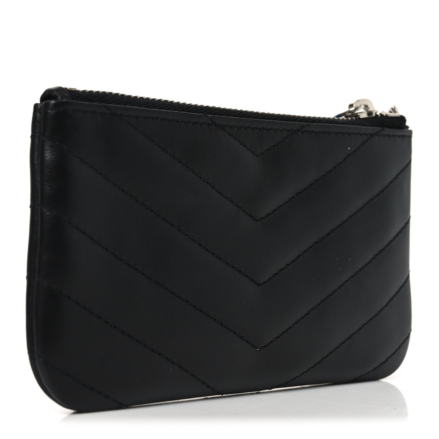 Saint Laurent Calfskin Matelasse Monogram Key Pouch Black 3 of 8