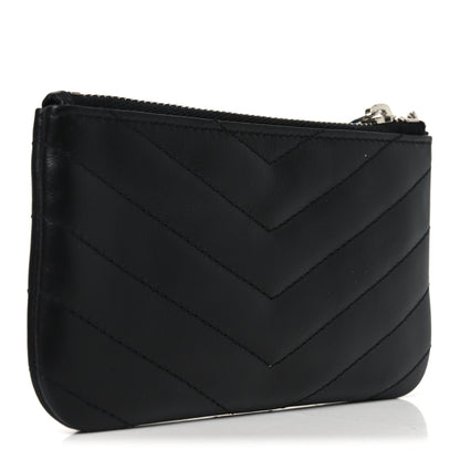 Saint Laurent Calfskin Matelasse Monogram Key Pouch Black 3 of 8
