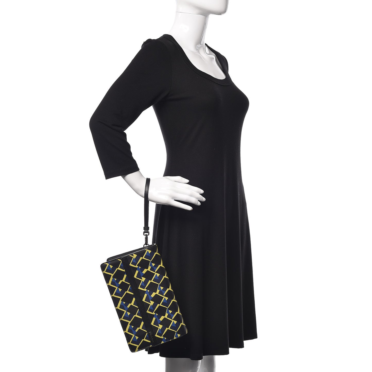 Saffiano Print Wristlet Black