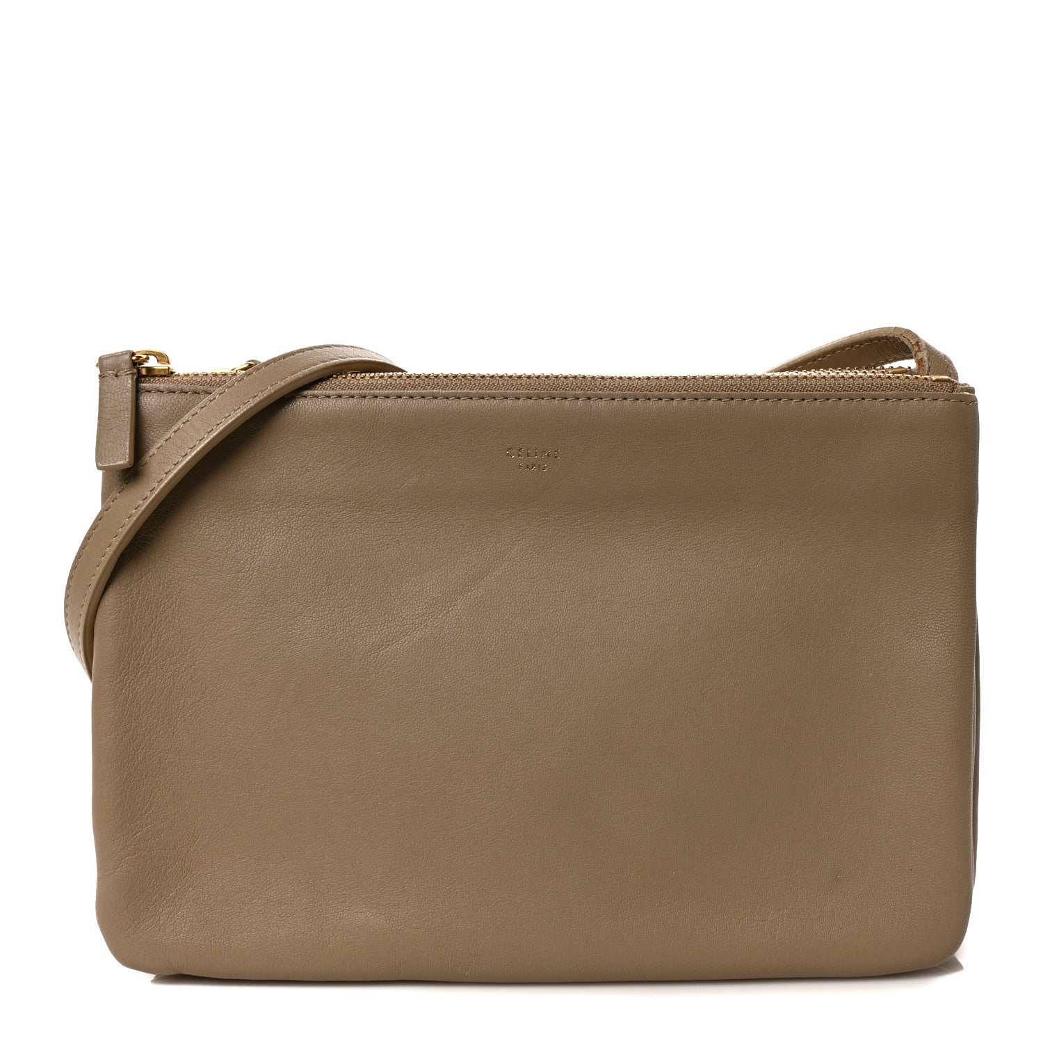 Celine Lambskin Small Trio Crossbody Bag Beige 1 of 13