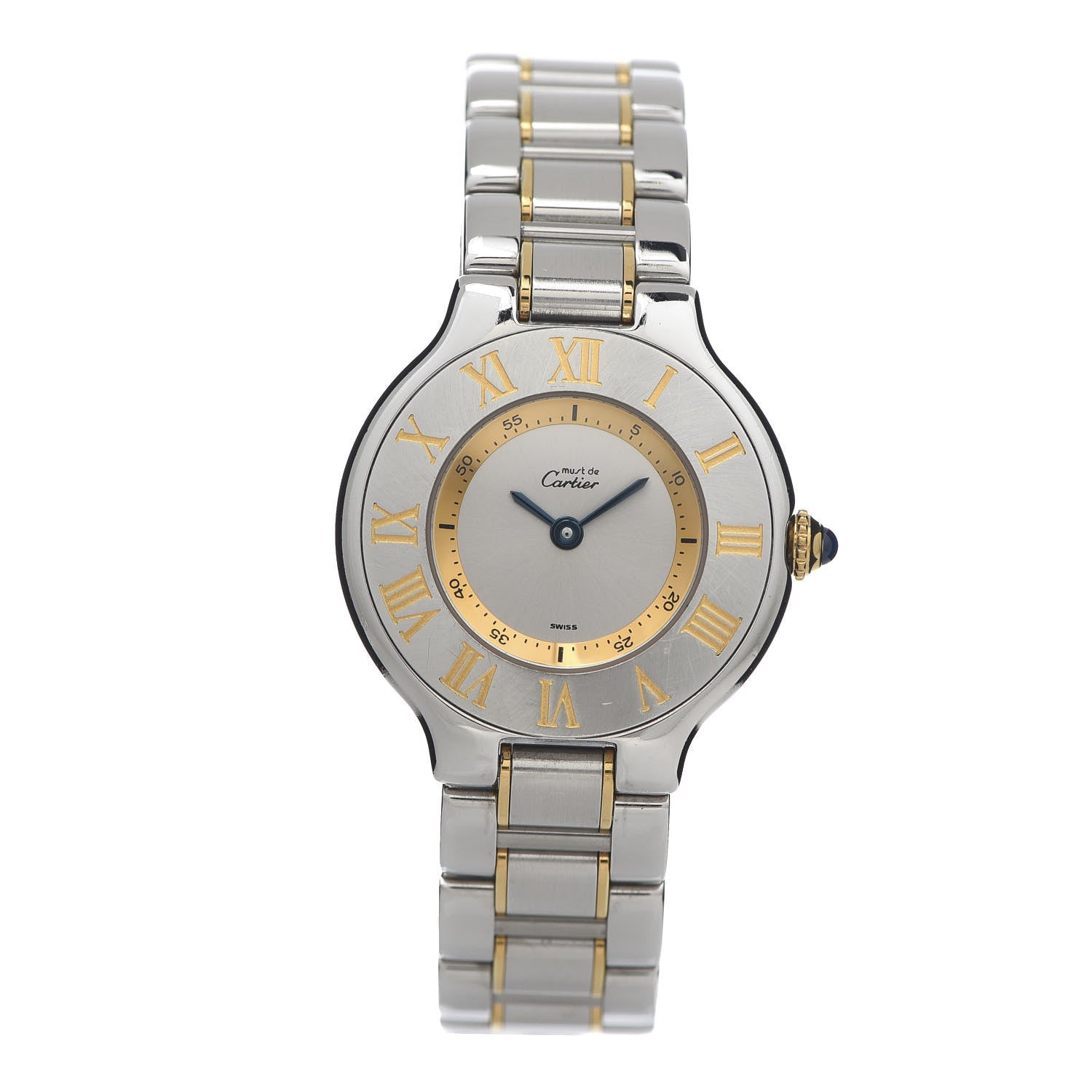 Cartier Stainless Steel 18K Yellow Gold 28mm Must De 21 Quartz Watch 1 of 5