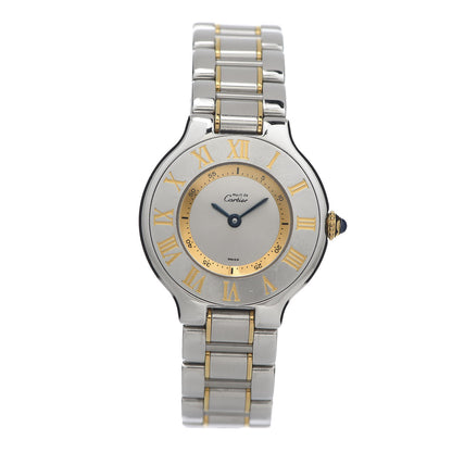 Cartier Stainless Steel 18K Yellow Gold 28mm Must De 21 Quartz Watch 1 of 5