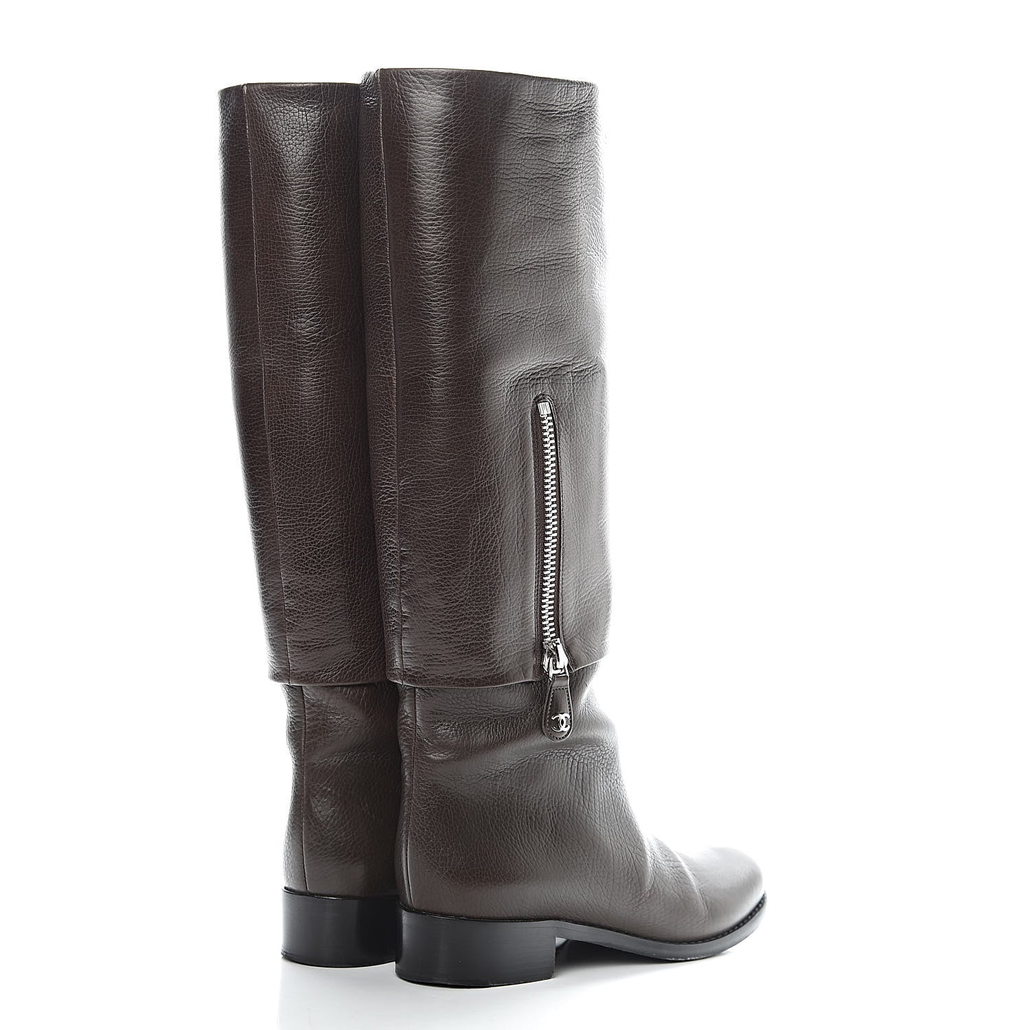 Chanel Calfskin High Boots 38 Dark Brown 4 of 15