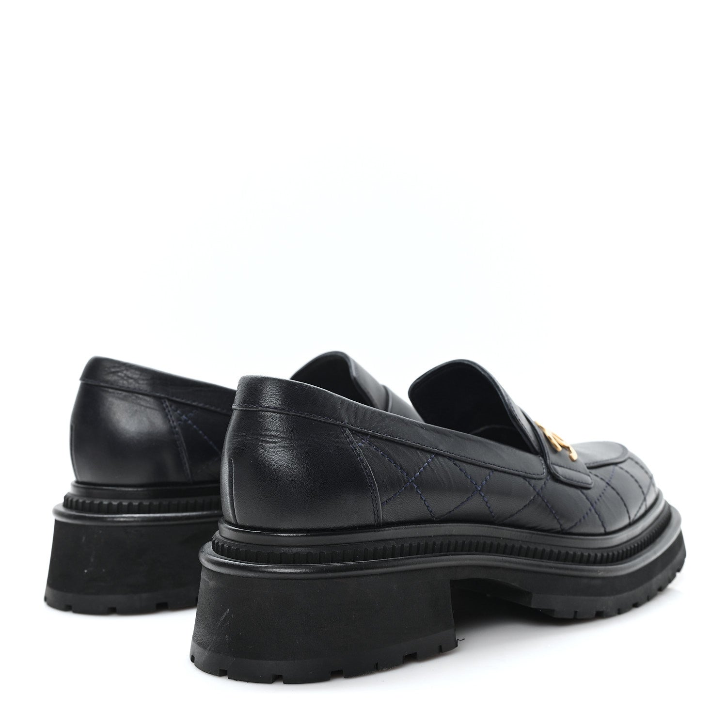 Chanel Calfskin Quilted CC Mocassin Loafers 38 Black 5 of 9