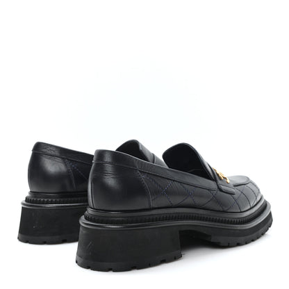 Chanel Calfskin Quilted CC Mocassin Loafers 38 Black 5 of 9