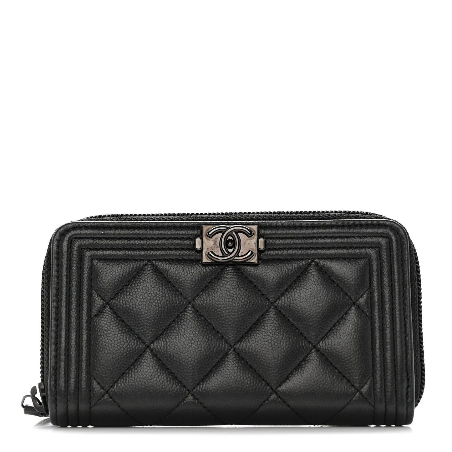 Caviar Quilted Small Boy Zip Around Wallet So Black