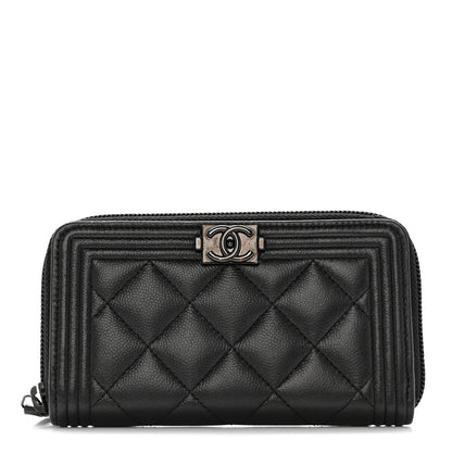 Chanel Caviar Quilted Small Boy Zip Around Wallet So Black 1 of 14