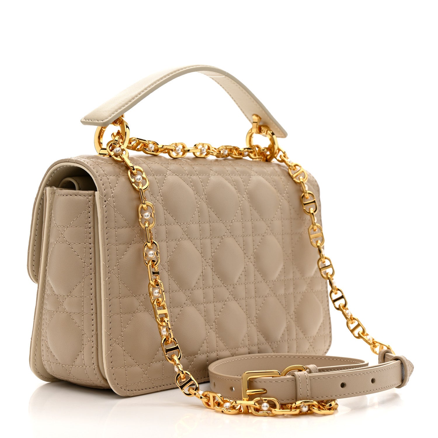 Dior キルティング チェーンショルダーバッグ ベージュ Christian Dior Lambskin Cannage Small Jolie Top Handle Bag Powder