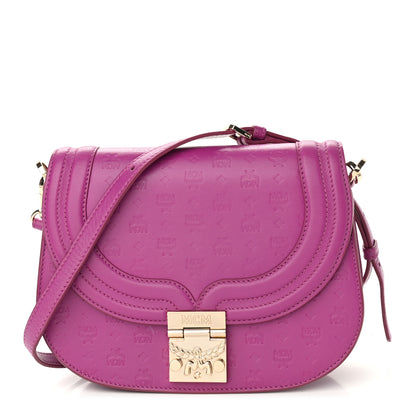 MCM Calfskin Ottomar Monogram Trisha Shoulder Bag Purple 1 of 10