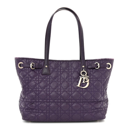 Christian Dior Coated Canvas Cannage Medium Panarea Tote Purple 1 of 20