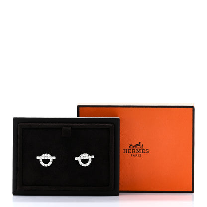 Hermes 18K White Gold Diamond Finesse Earrings 5 of 5