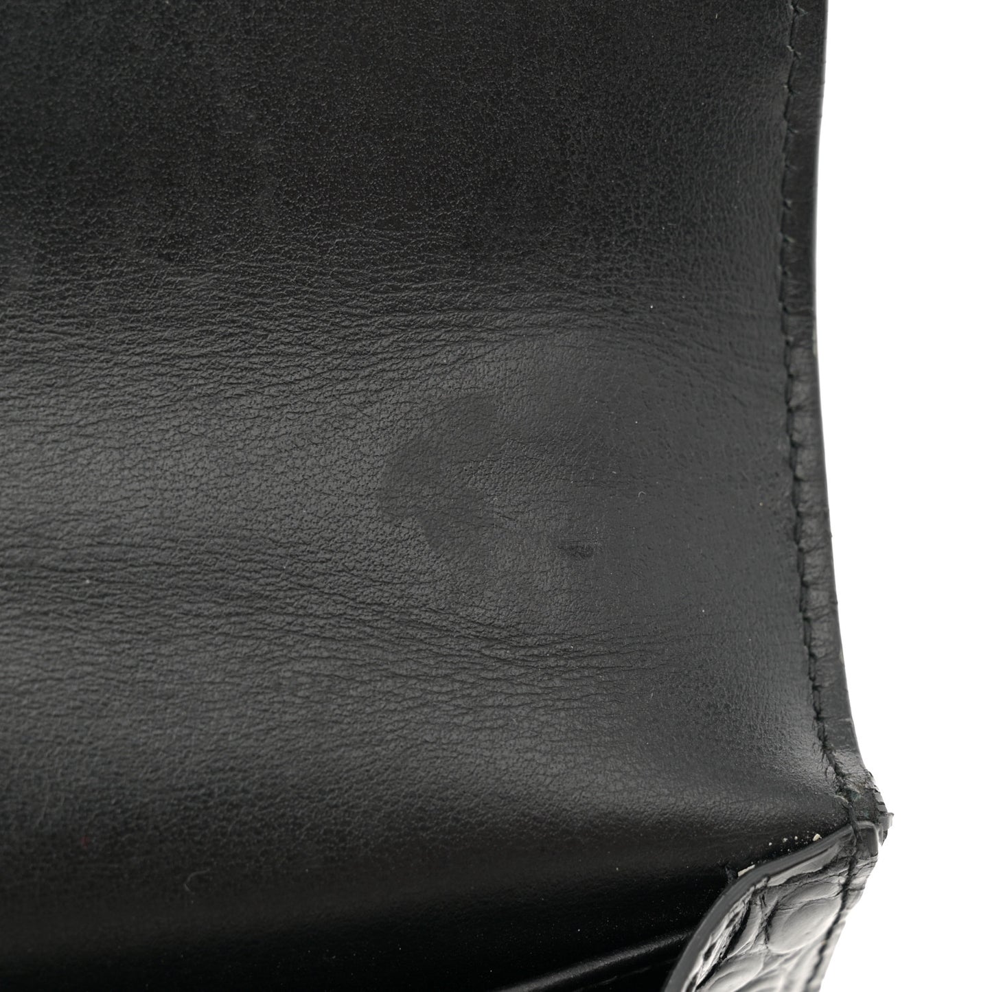 Calfskin Crocodile Embossed Monogram Sunset Chain Wallet Black