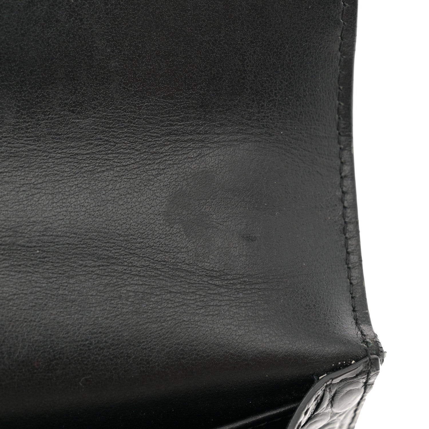 Saint Laurent Calfskin Crocodile Embossed Monogram Sunset Chain Wallet Black 10 of 13