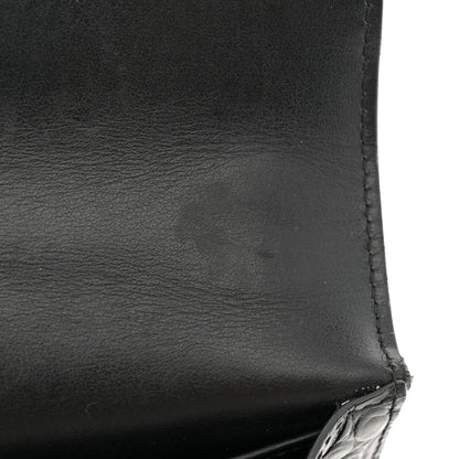 Saint Laurent Calfskin Crocodile Embossed Monogram Sunset Chain Wallet Black 10 of 13