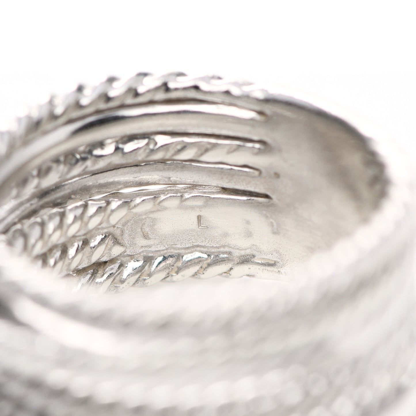 Sterling Silver Diamond 11mm Wide Crossover Cable Ring 52 6