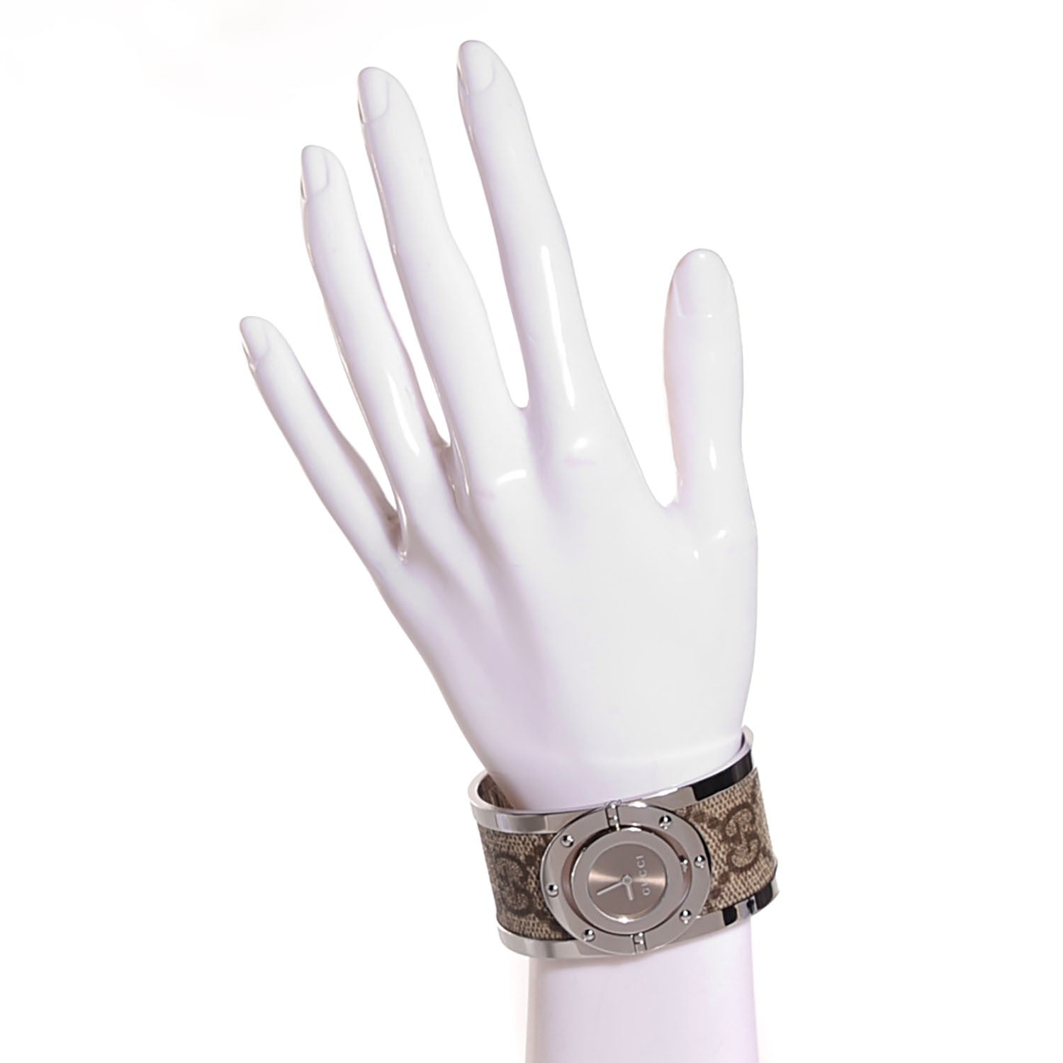 Gucci Stainless Steel Canvas 33mm Twirl Monogram Quartz Watch Brown 2 of 7