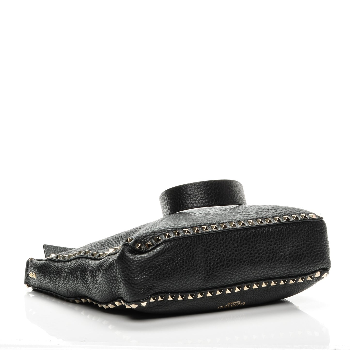 Pebbled Calfskin Large Rockstud Flip-Lock Messenger Bag Black