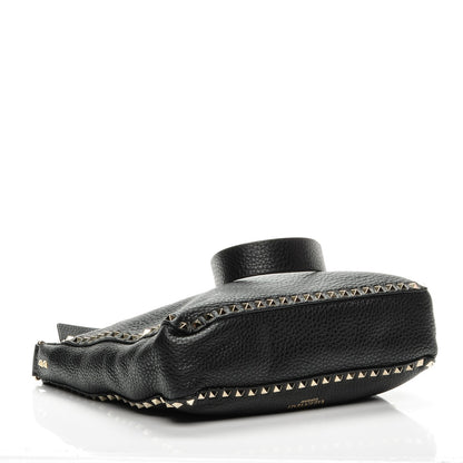 Valentino Garavani Pebbled Calfskin Large Rockstud Flip-Lock Messenger Bag Black 4 of 7