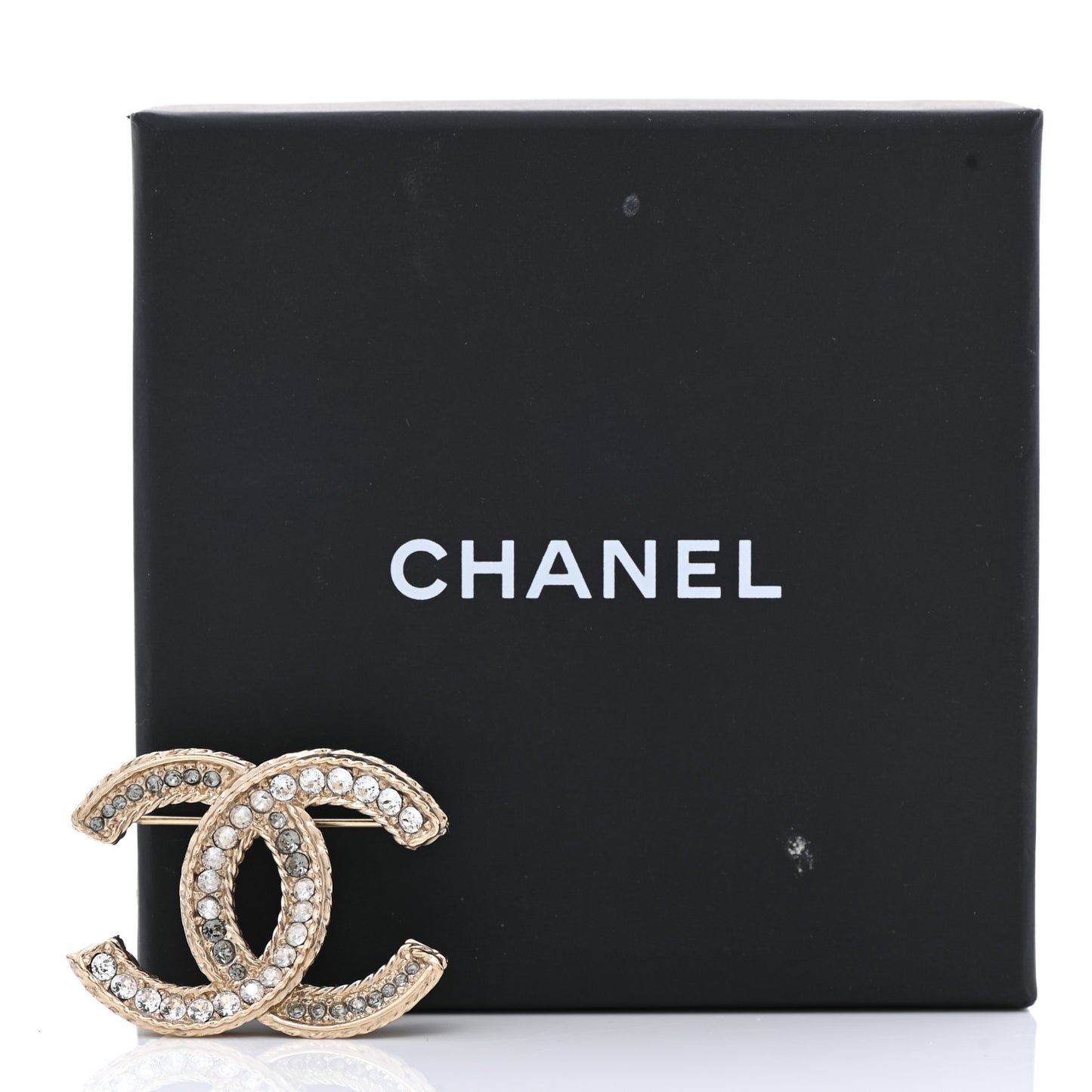 Crystal CC Brooch Pin Light Gold