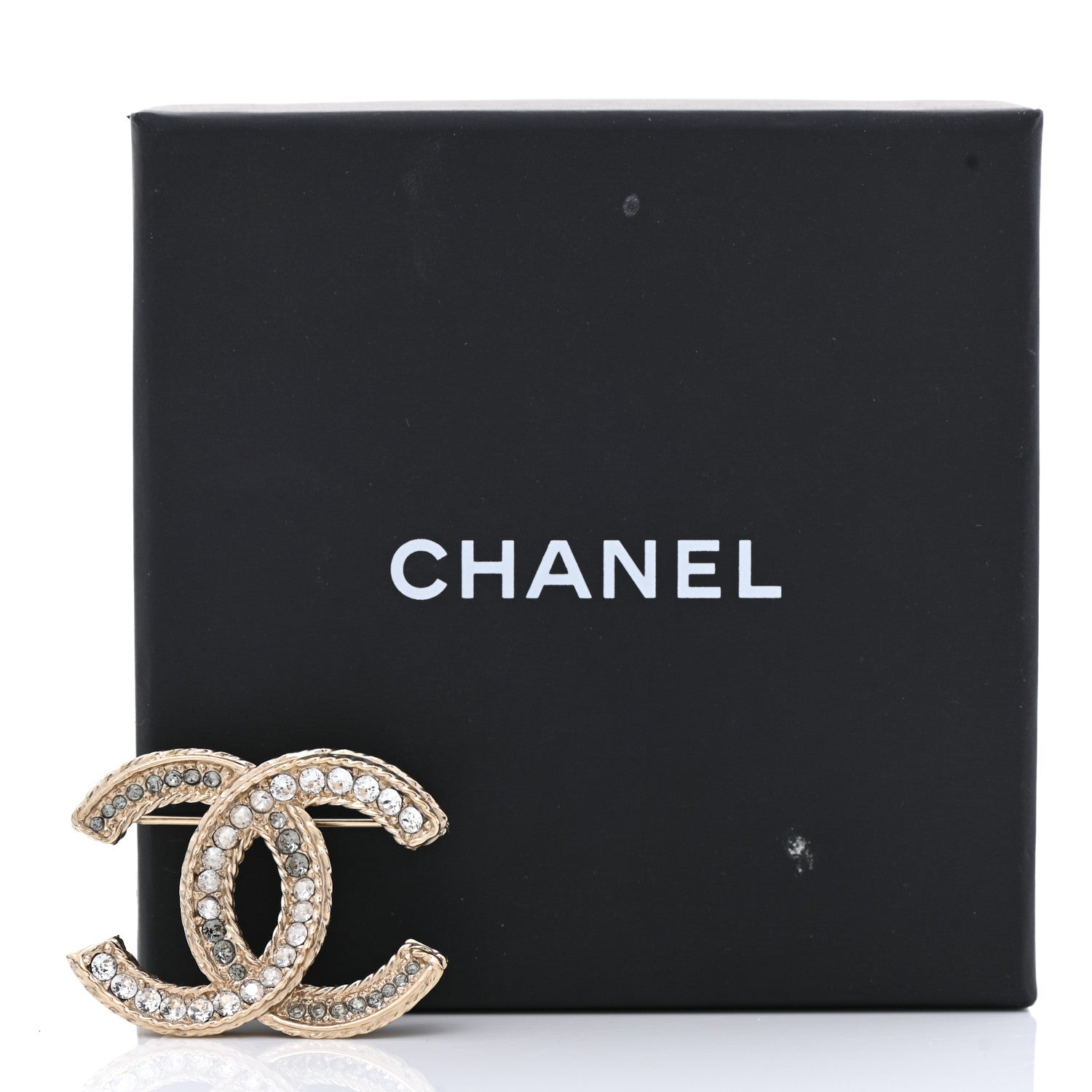 Chanel Crystal CC Brooch Pin Light Gold 5 of 5