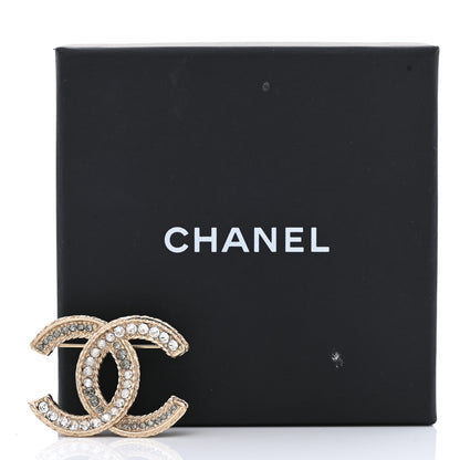 Chanel Crystal CC Brooch Pin Light Gold 5 of 5