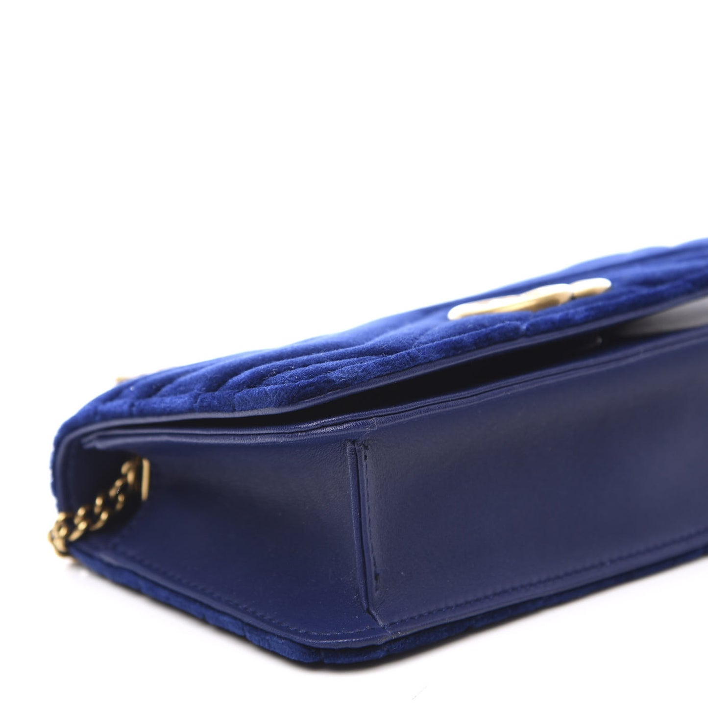 Velvet Matelasse GG Marmont Mini Bag Cobalt Blue