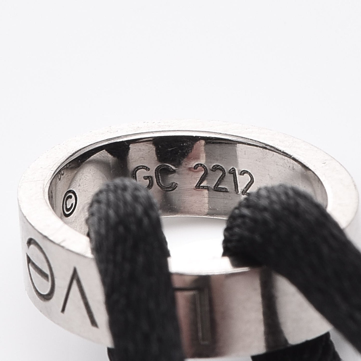 18K White Gold Charity LOVE Adjustable Cord Bracelet Black
