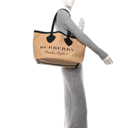 Burberry Raffia Logo Print Medium The Giant Reversible Tote Black 2 of 9