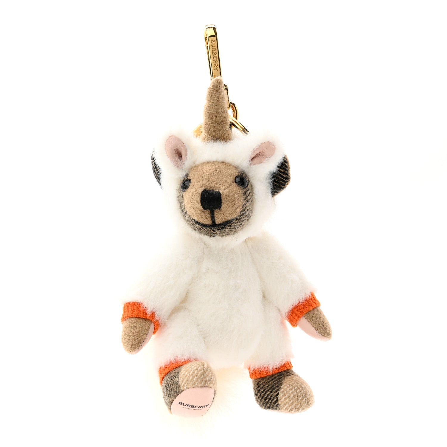 Burberry Cashmere Check Thomas Bear Unicorn Bag Charm White 1 of 4