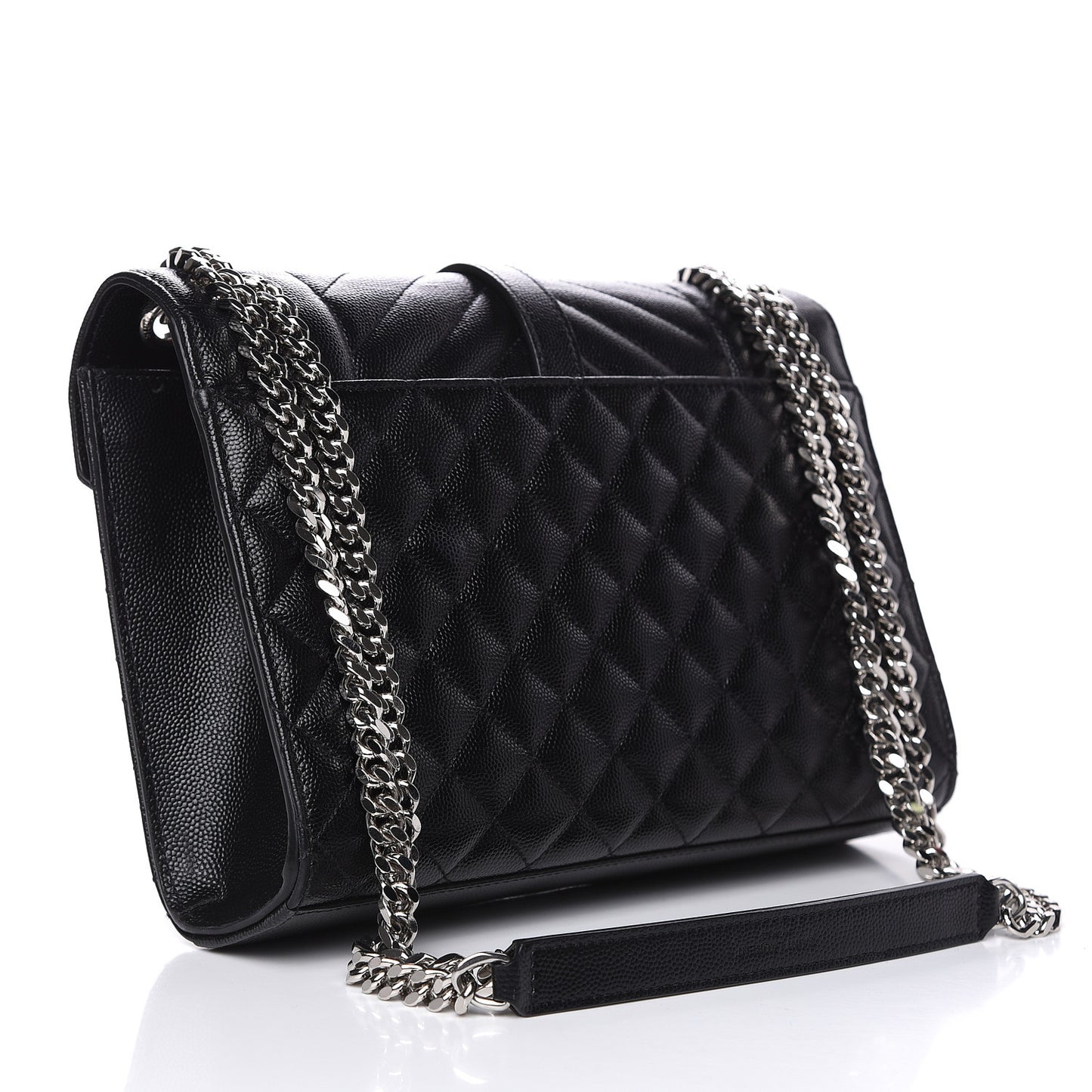 Grain De Poudre Textured Mixed Matelasse Triquilt Medium Monogram Satchel Black