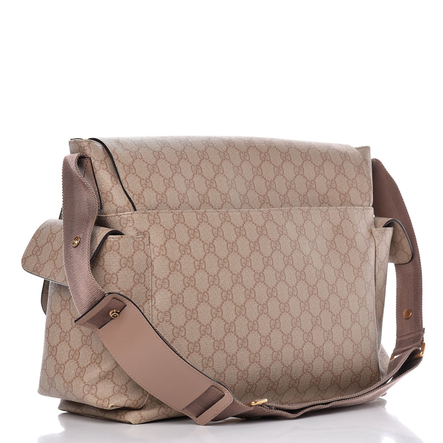 GG Supreme Monogram Messenger Diaper Bag Beige