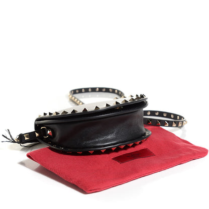 Valentino Garavani Vitello Rockstud Halfmoon Saddle Bag Black 4 of 8