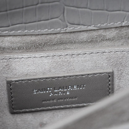 Saint Laurent Calfskin Crocodile Embossed Medium Monogram Sunset Fog 7 of 8