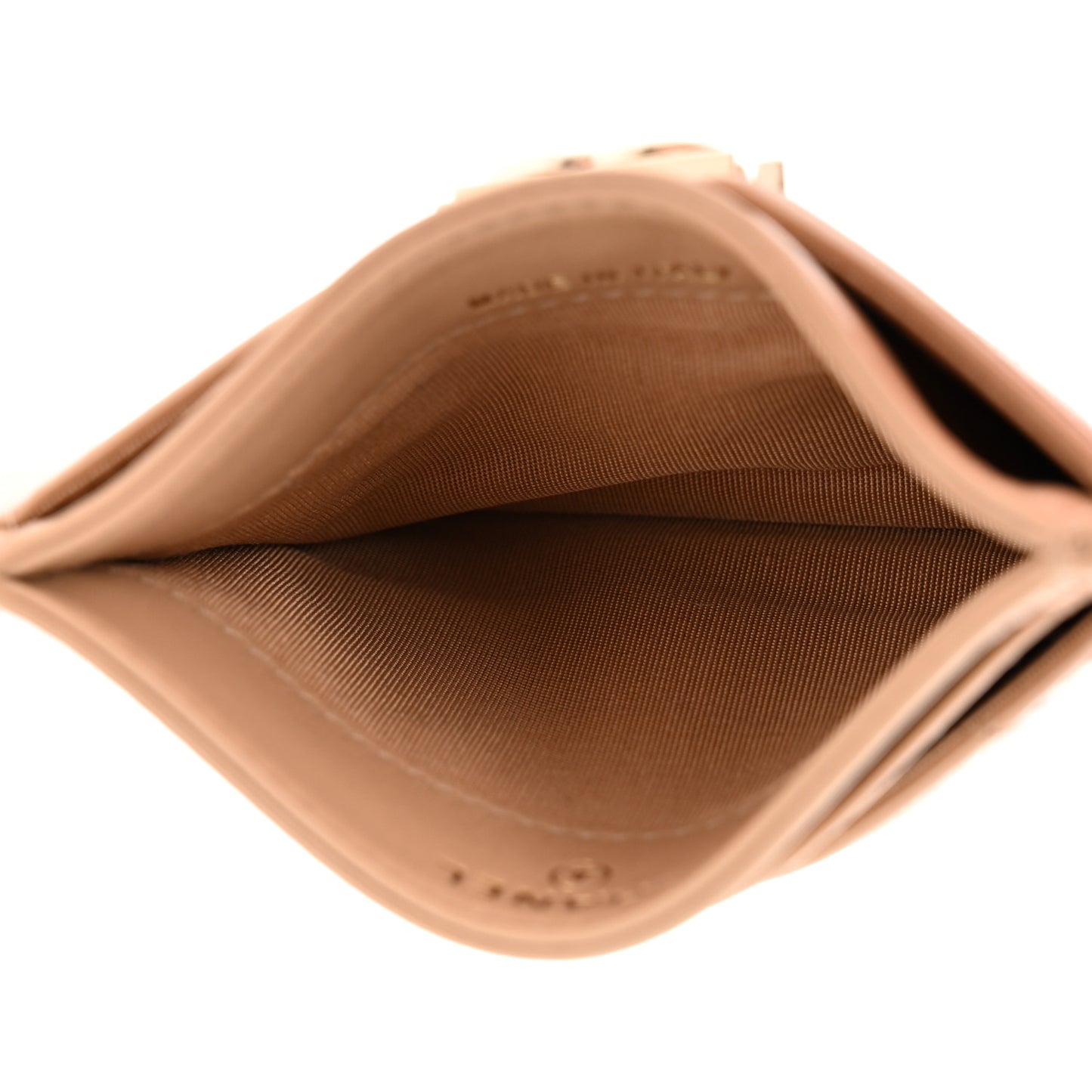 Lambskin Quilted Boy Card Holder Beige