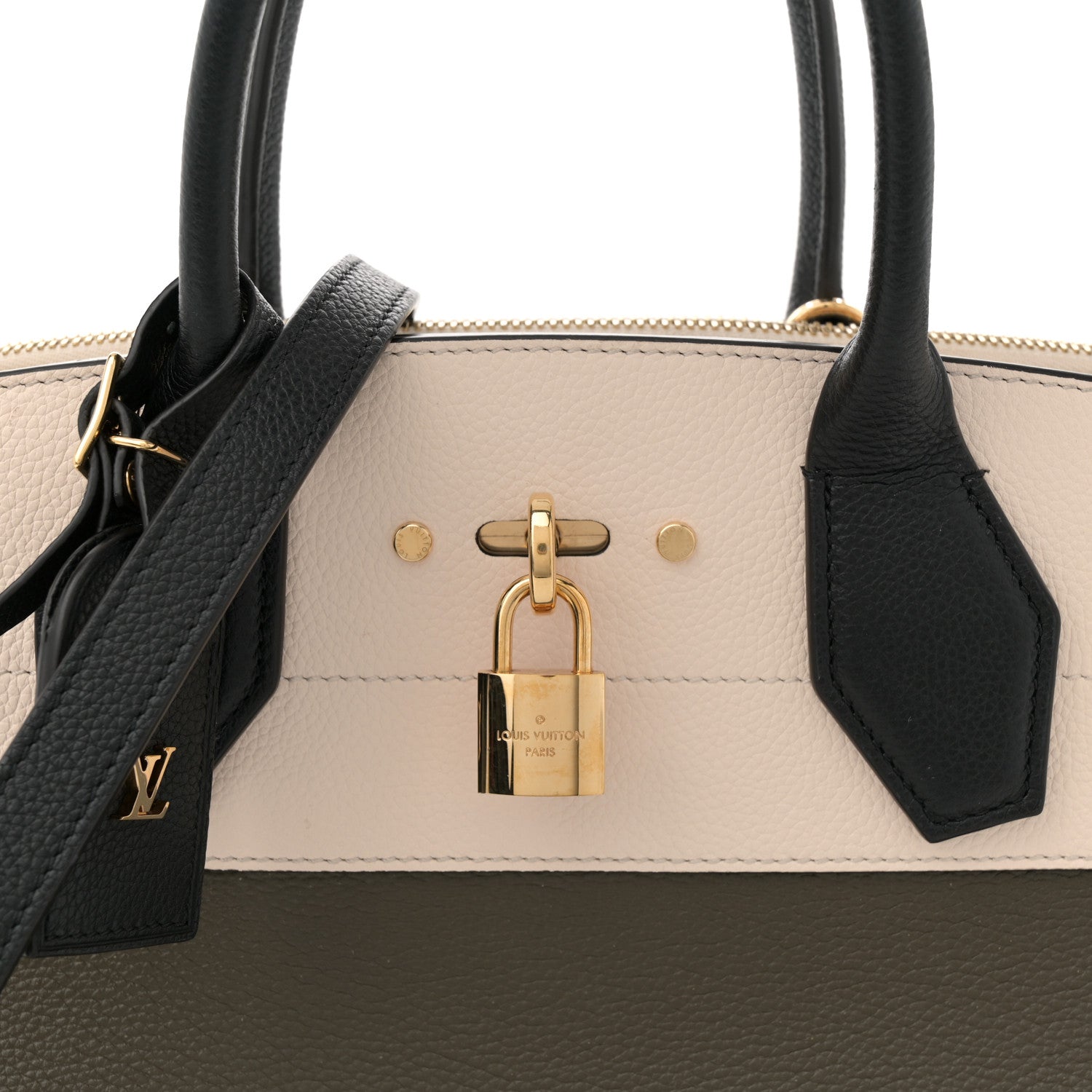 Louis Vuitton Taurillon City Steamer MM Kaki Creme Black 8 of 11