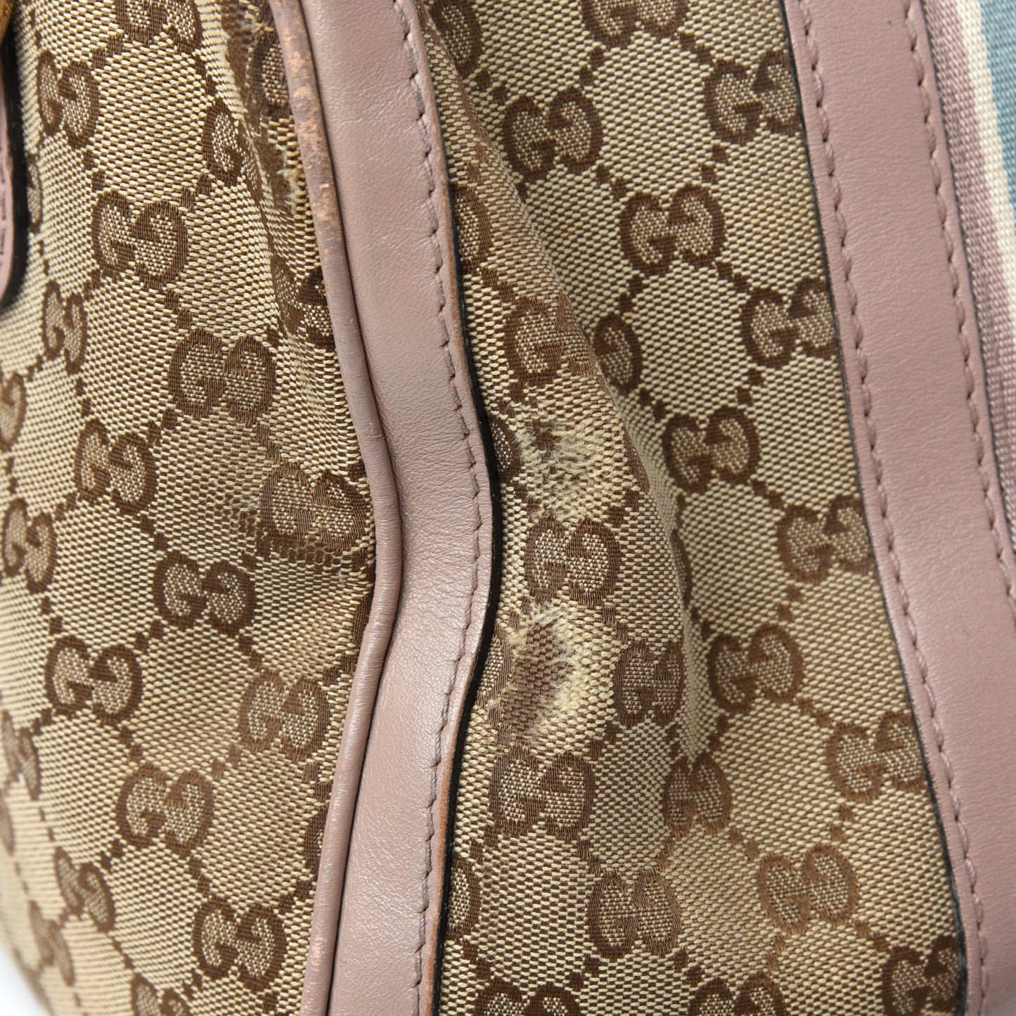 Monogram Vintage Web Medium Boston Pink Blue
