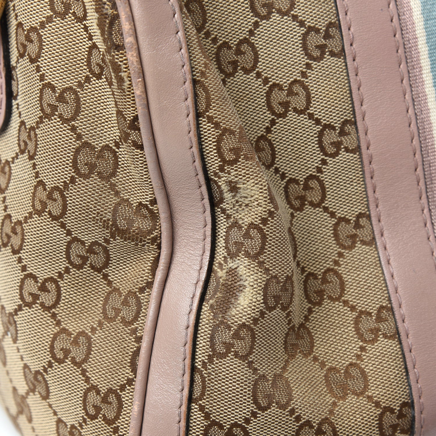 Gucci Monogram Vintage Web Medium Boston Pink Blue 8 of 17