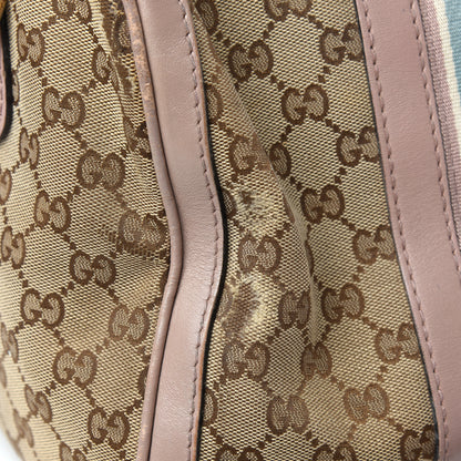Gucci Monogram Vintage Web Medium Boston Pink Blue 8 of 17