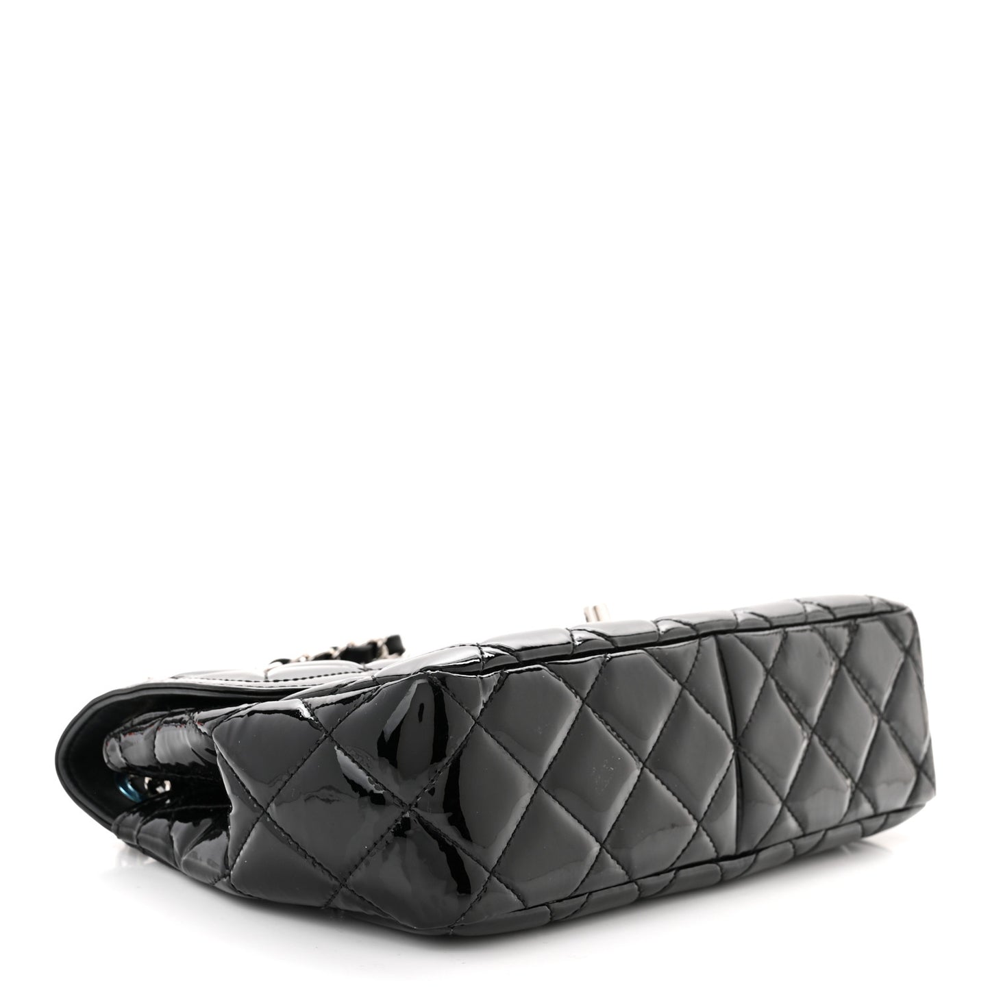 Patent Quilted Large Coco Shine Flap Black