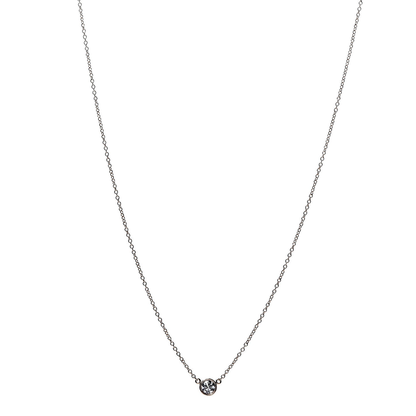 18K Rose Gold Diamond .22ct Elsa Peretti Diamonds by the Yard Pendant Necklace