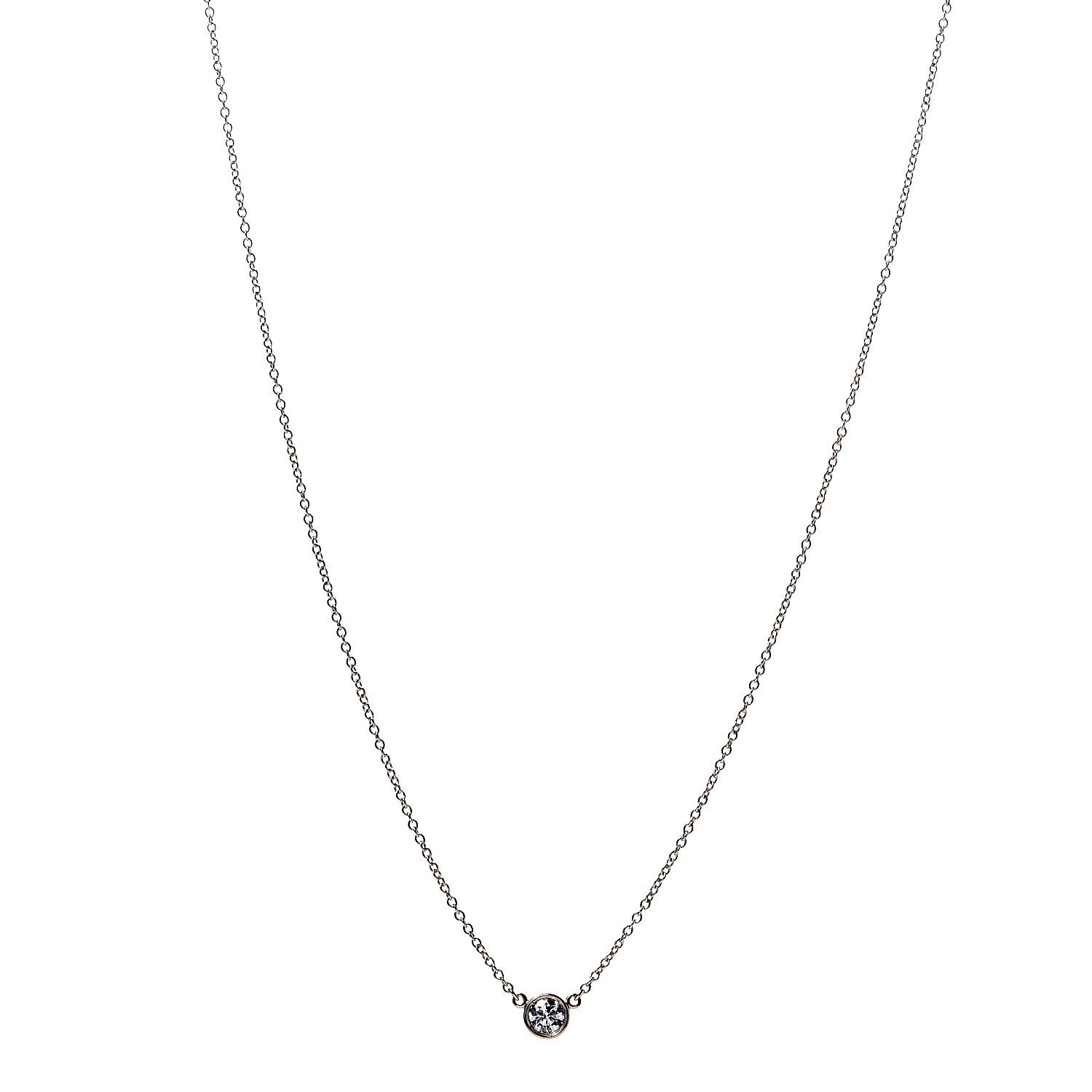 Tiffany 18K Rose Gold Diamond .22ct Elsa Peretti Diamonds by the Yard Pendant Necklace 1 of 8