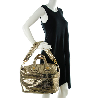 Givenchy Calfskin Crocodile Embossed Medium Nightingale Gold 2 of 9