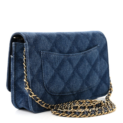 Chanel Denim Printed Wallet On Chain WOC Dark Blue 3 of 11